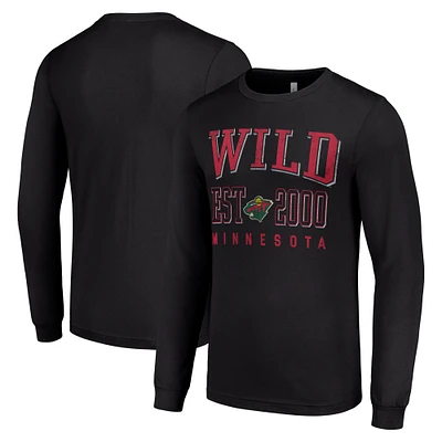 Men's Starter Black Minnesota Wild  Logo Graphic Long Sleeve T-Shirt