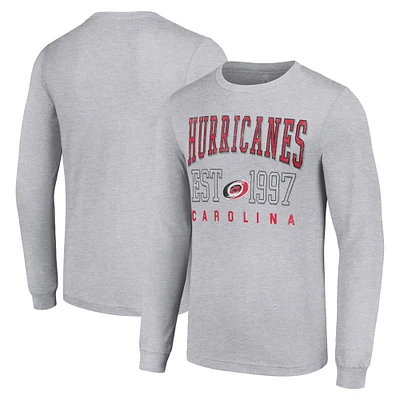 Men's Starter Heather Gray Carolina Hurricanes  Logo Graphic Long Sleeve T-Shirt
