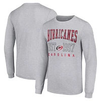 Men's Starter Heather Gray Carolina Hurricanes  Logo Graphic Long Sleeve T-Shirt