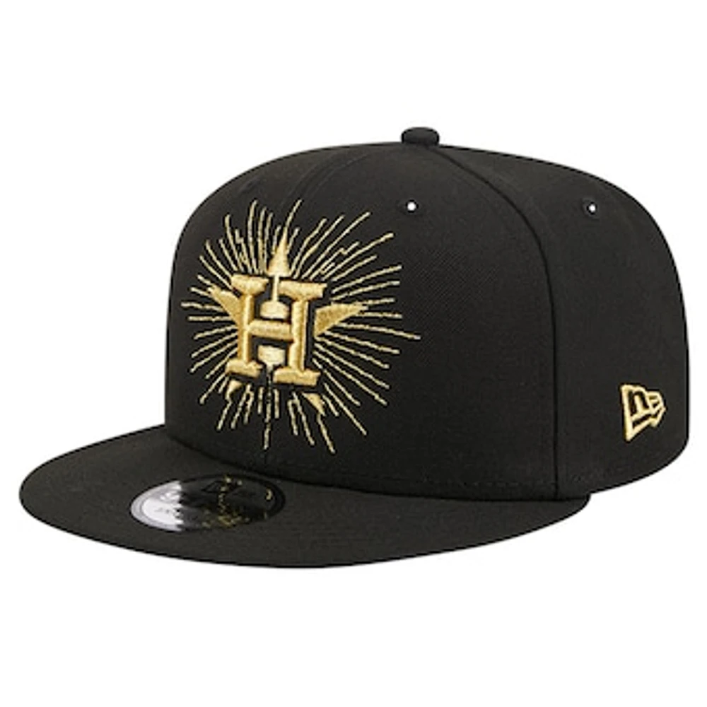 Men's New Era Black Houston Astros Metallic Logo 9FIFTY Snapback Hat