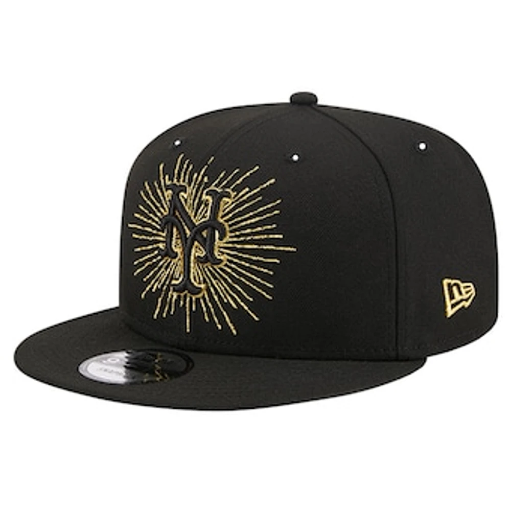 Men's New Era Black New York Mets Metallic Logo 9FIFTY Snapback Hat