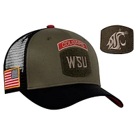 Men's Nike Olive/Black Washington State Cougars Military Appreciation Trucker Adjustable Hat