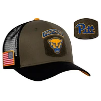 Men's Nike Olive/Black Pitt Panthers Military Appreciation Trucker Adjustable Hat