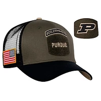 Men's Nike Olive/Black Purdue Boilermakers Military Appreciation Trucker Adjustable Hat