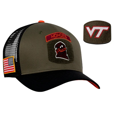 Men's Nike Olive/Black Virginia Tech Hokies Military Appreciation Trucker Adjustable Hat