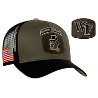 Men's Nike Olive/Black Wake Forest Demon Deacons Military Appreciation Trucker Adjustable Hat