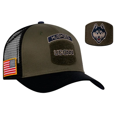 Men's Nike Olive/Black UConn Huskies Military Appreciation Trucker Adjustable Hat