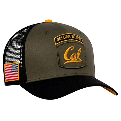 Men's Nike Olive/Black Cal Bears Military Appreciation Trucker Adjustable Hat