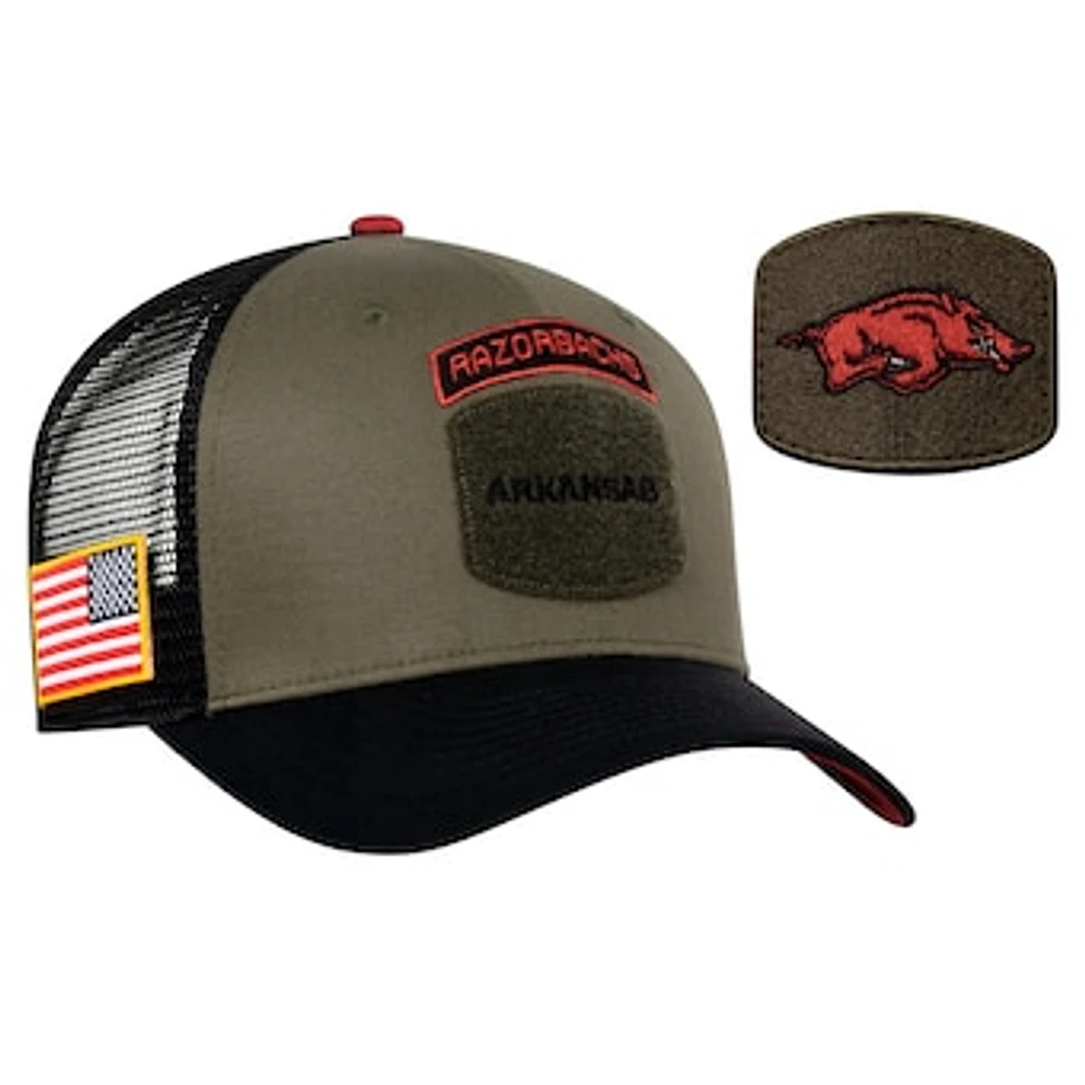 Men's Nike Olive/Black Arkansas Razorbacks Military Appreciation Trucker Adjustable Hat