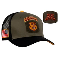 Men's Nike Olive/Black Minnesota Golden Gophers Military Appreciation Trucker Adjustable Hat