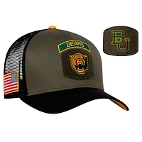 Men's Nike Olive/Black Baylor Bears Military Appreciation Trucker Adjustable Hat