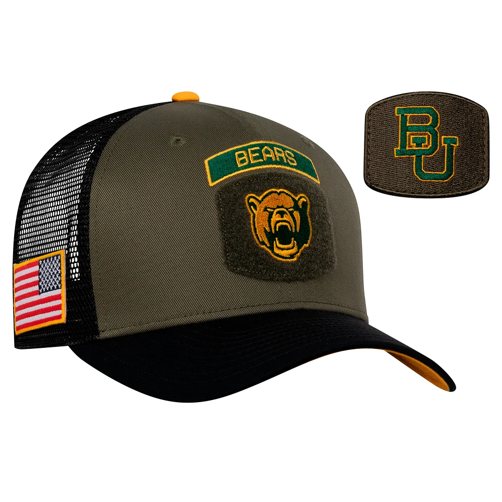 Men's Nike Olive/Black Baylor Bears Military Appreciation Trucker Adjustable Hat