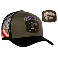 Men's Nike Olive/Black Kansas State Wildcats Military Appreciation Trucker Adjustable Hat