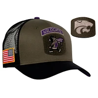 Men's Nike Olive/Black Kansas State Wildcats Military Appreciation Trucker Adjustable Hat