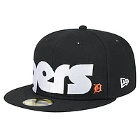 Men's New Era Black Detroit Tigers Checkered Undervisor 59FIFTY Fitted Hat