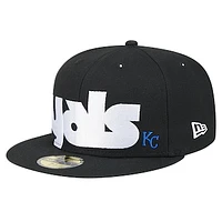 Men's New Era Black Kansas City Royals Checkered Undervisor 59FIFTY Fitted Hat