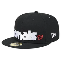 Men's New Era Black Washington Nationals Checkered Undervisor 59FIFTY Fitted Hat