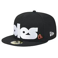 Men's New Era Black Baltimore Orioles Checkered Undervisor 59FIFTY Fitted Hat