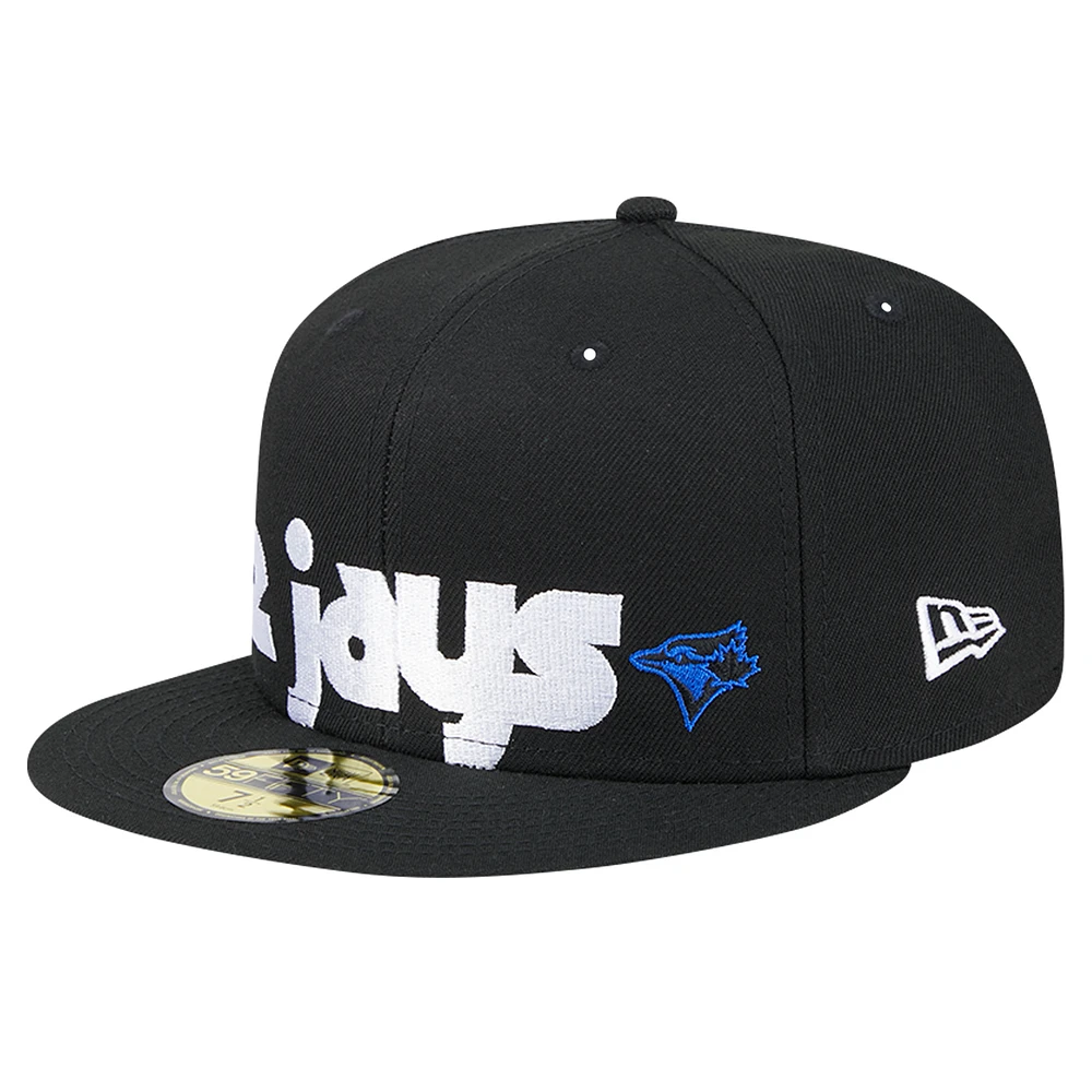 Men's New Era Black Toronto Blue Jays Checkered Undervisor 59FIFTY Fitted Hat