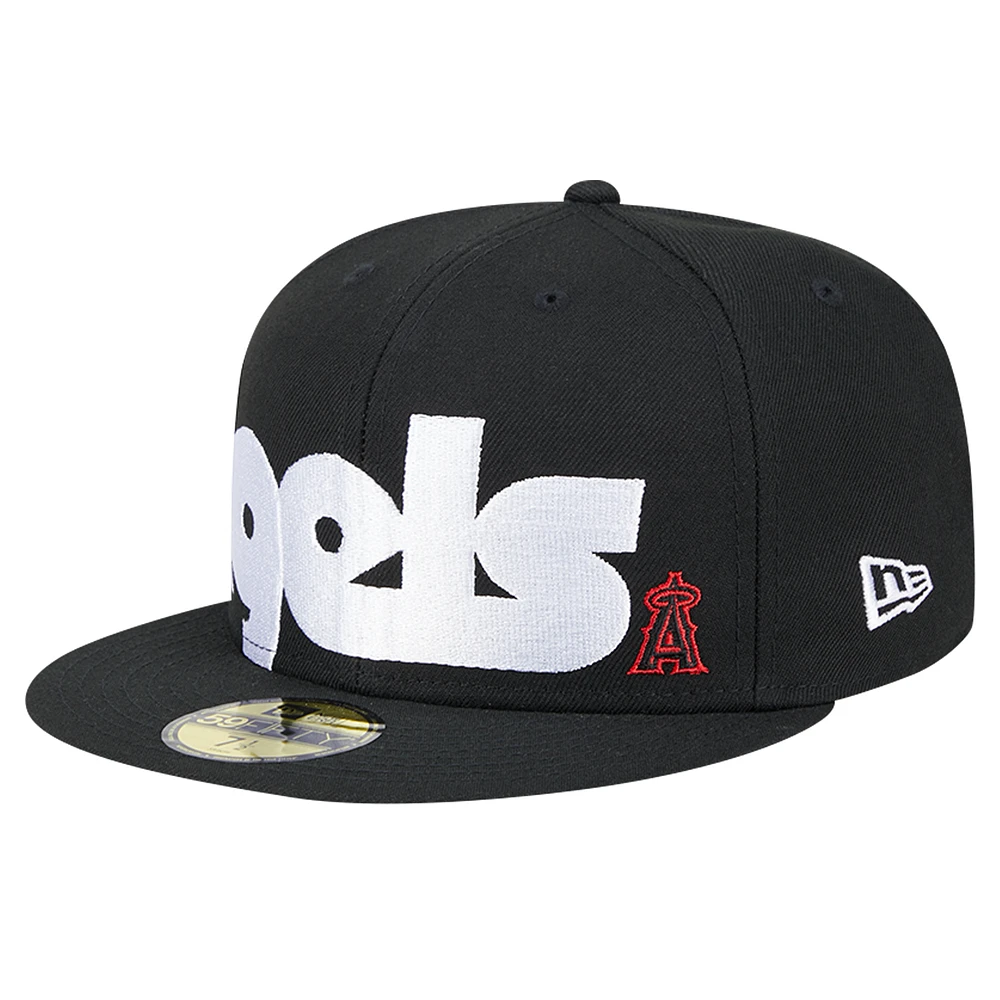 Men's New Era Black Los Angeles Angels Checkered Undervisor 59FIFTY Fitted Hat