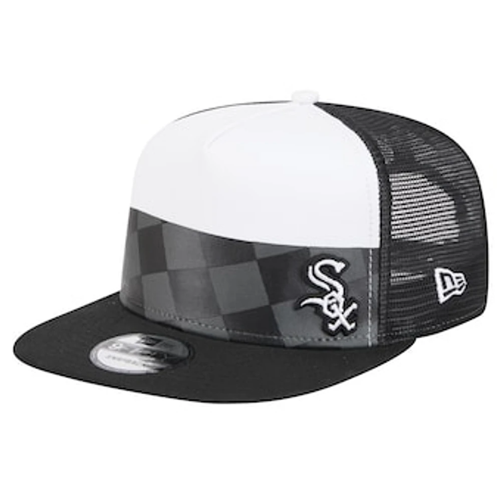 Men's New Era Black Chicago White Sox Checkmate Trucker 9FIFTY Snapback Hat