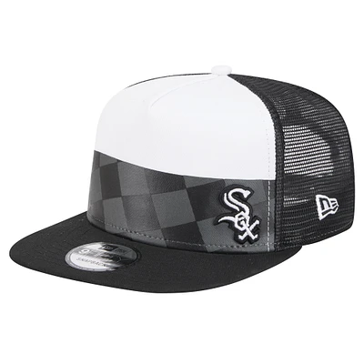 Men's New Era Black Chicago White Sox Checkmate Trucker 9FIFTY Snapback Hat