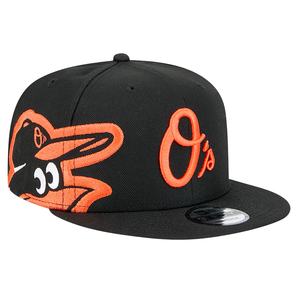 Men's New Era Black Baltimore Orioles Logo Strike 9FIFTY Snapback Hat