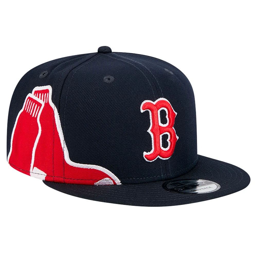 Men's New Era Navy Boston Red Sox Logo Strike 9FIFTY Snapback Hat