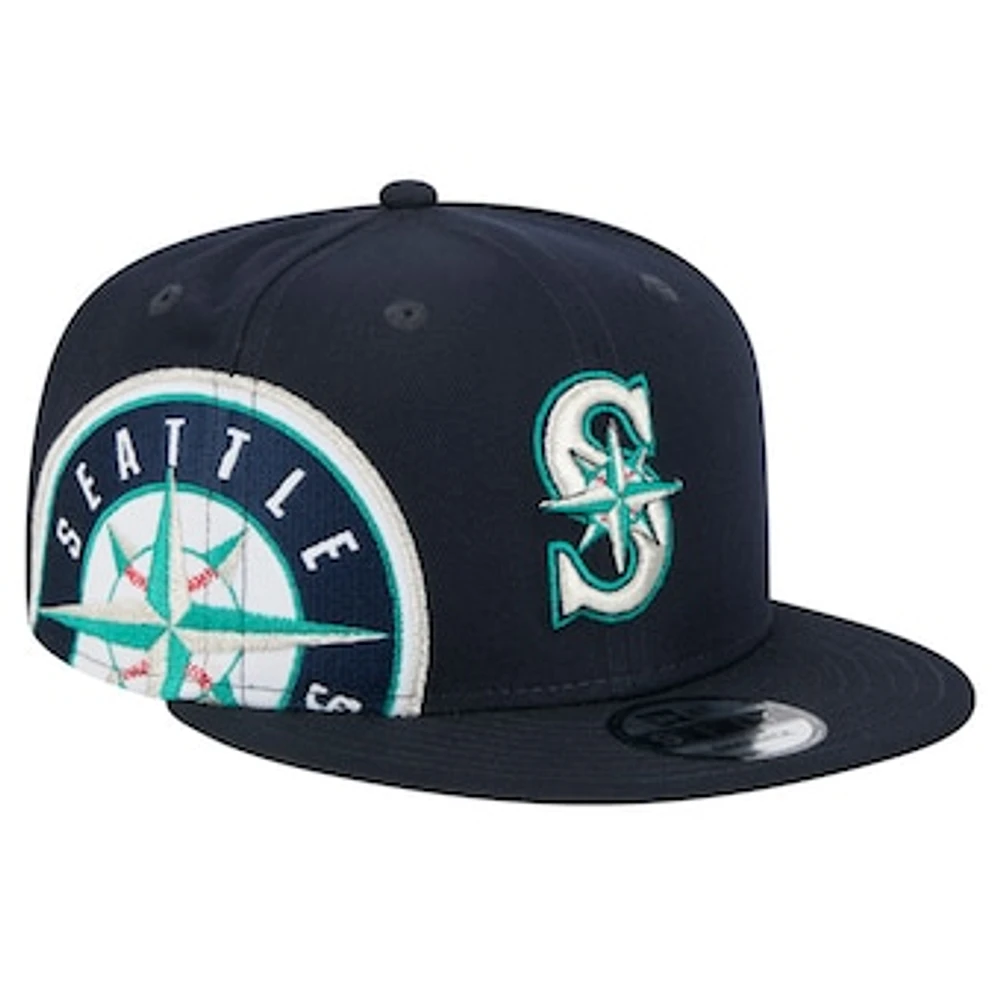 Men's New Era Navy Seattle Mariners Logo Strike 9FIFTY Snapback Hat