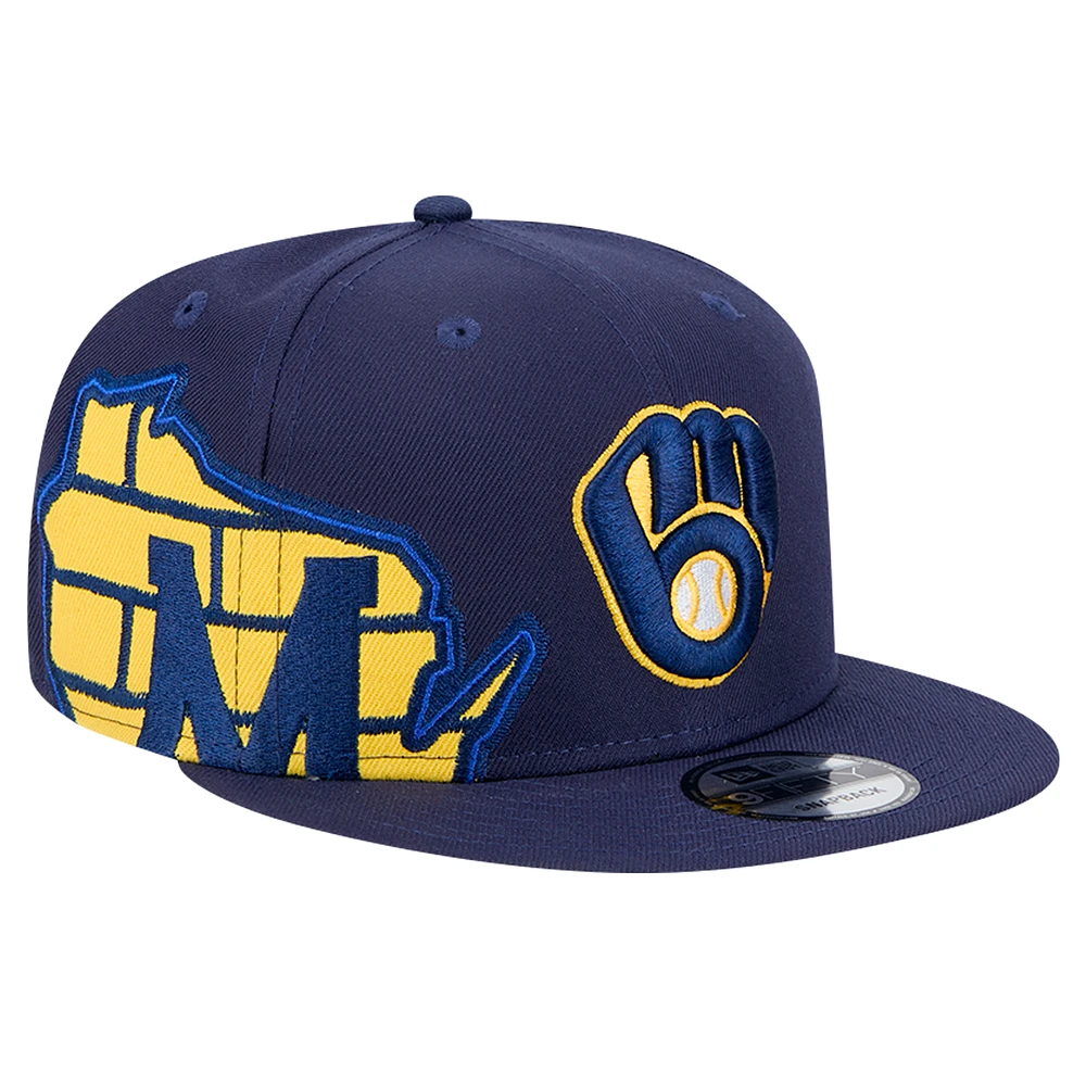 Men's New Era Navy Milwaukee Brewers Logo Strike 9FIFTY Snapback Hat