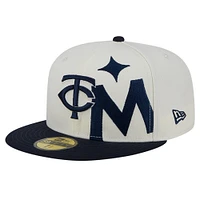 Men's New Era Cream/Navy Minnesota Twins Lonestar 59FIFTY Fitted Hat