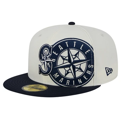 Men's New Era Cream/Navy Seattle Mariners Lonestar 59FIFTY Fitted Hat