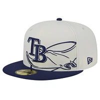 Men's New Era Cream/Navy Tampa Bay Rays Lonestar 59FIFTY Fitted Hat