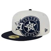 Men's New Era Cream/Navy Houston Astros Lonestar 59FIFTY Fitted Hat