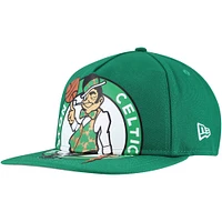 Men's New Era Kelly Green Boston Celtics Oversized Puff Print Logo Golfer Snapback Hat