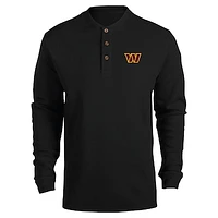 Men's Dunbrooke Black Washington Commanders Logo Maverick Thermal Henley Long Sleeve T-Shirt