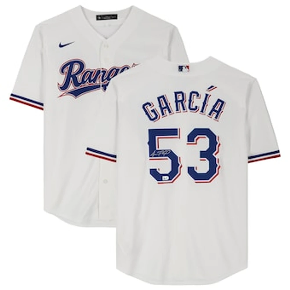 Adolis Garcia Texas Rangers Autographed White Nike Replica Jersey