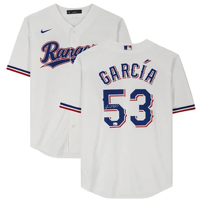 Adolis Garcia Texas Rangers Autographed White Nike Replica Jersey