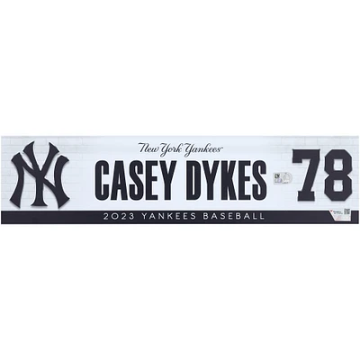 Casey Dykes New York Yankees Player-Issued #78 Nameplate from the 2023 MLB Season