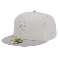 Men's New Era Khaki/Gray York Mets Two-Tone Color Pack 59FIFTY Fitted Hat