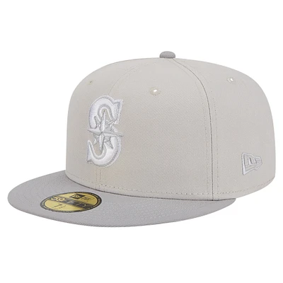 Men's New Era Khaki/Gray Seattle Mariners Two-Tone Color Pack 59FIFTY Fitted Hat