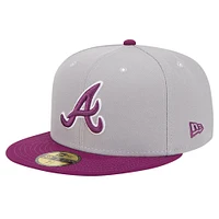 Men's New Era Gray/Purple Atlanta Braves Two-Tone Color Pack 59FIFTY Fitted Hat