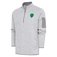 Men's Antigua Heather Gray Seattle Sounders FC Fortune Quarter-Zip Pullover Jacket