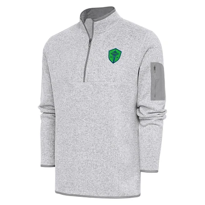 Men's Antigua Heather Gray Seattle Sounders FC Fortune Quarter-Zip Pullover Jacket