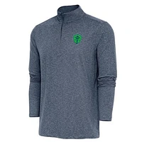Men's Antigua Heather Navy Seattle Sounders FC Hunk Quarter-Zip Pullover Top