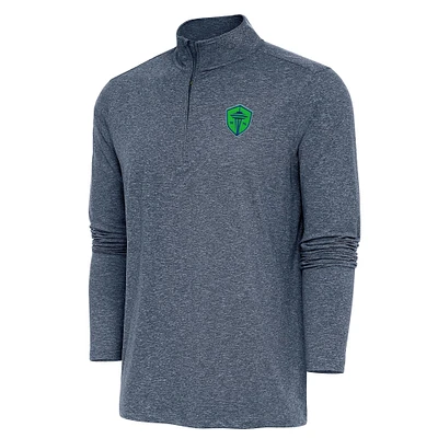 Men's Antigua Heather Navy Seattle Sounders FC Hunk Quarter-Zip Pullover Top