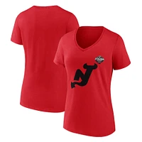 Women's Fanatics  Red New Jersey Devils 2024 NHL Stadium Series Logo V-Neck T-shirt