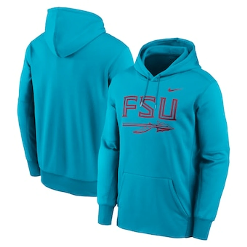 Men's Nike Turquoise Florida State Seminoles Primary Logo Endzone Fleece Pullover Hoodie