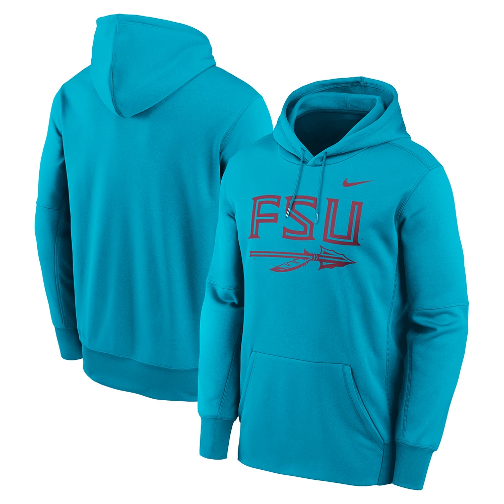 Men's Nike Turquoise Florida State Seminoles Primary Logo Endzone Fleece Pullover Hoodie