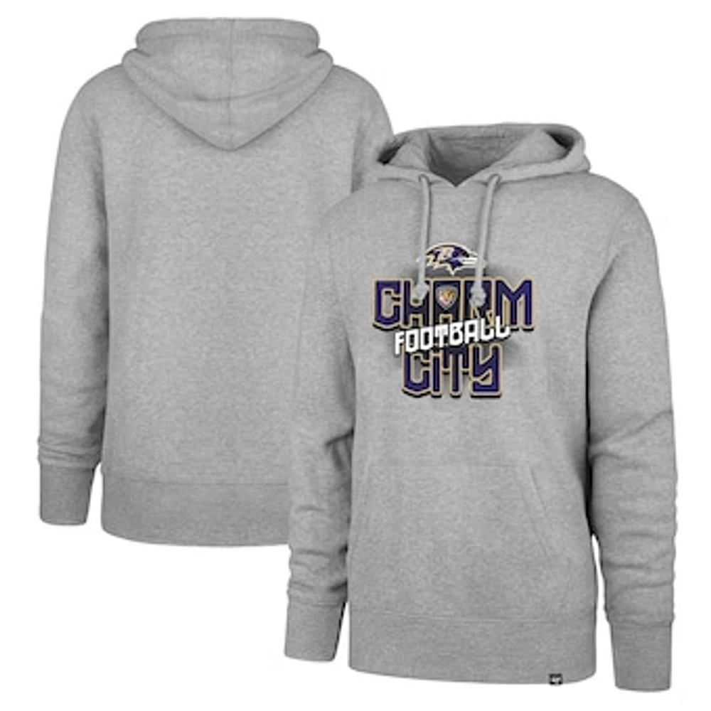 Men's '47 Gray Baltimore Ravens Regional Headline Pullover Hoodie